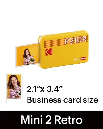 KODAK Mini Shot 2 Retro 4PASS 2-in-1 Instant Digital Camera and Photo Printer (2.1x3.4) + 68 Sheets Gift Bundle, Yellow Printer + 68 Sheets + Accessories Yellow - kodak mini 2 retro photo printer polaroid instant camera for iphone and android instax mini