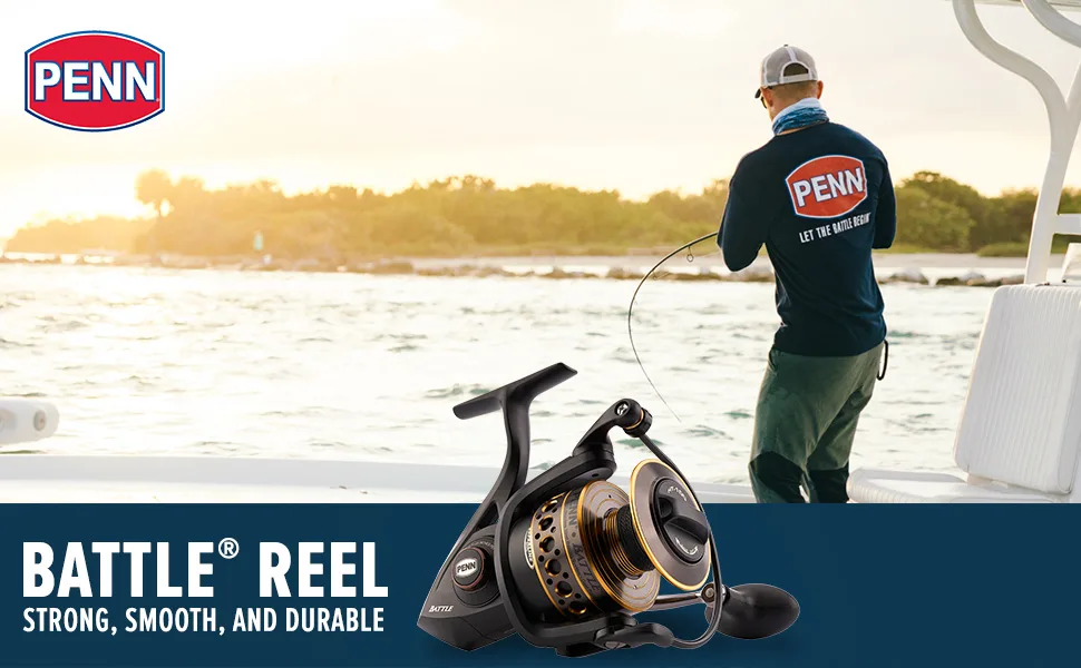 PENN Battle Spinning Reel Kit, Size 5000, Includes Reel Cover and Spare Anodized Aluminum Spool, Right/Left Handle Position, HT-100 Front Drag System Battle Reel 6000 - PENN Battle SMU 6000 Reels