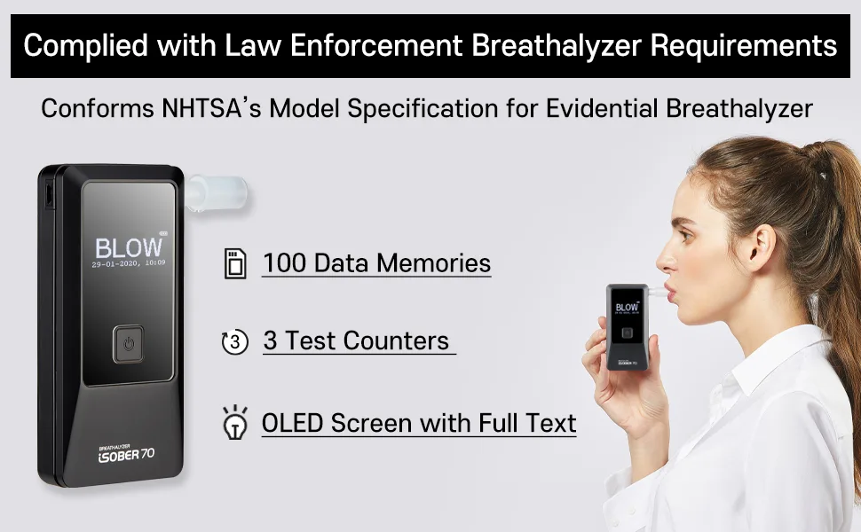 iSOBER 70 Premium Breathalyzer | DOT/NHTSA's Evidential Model Specification Compliant | Suracell FuelCell Sensor Technology Installed - isober evidential breathalyzer