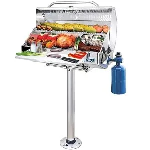 Magma Products, Double Locking Stowable Pedestal Mount, T10-185, Silver, One Size - product information 1