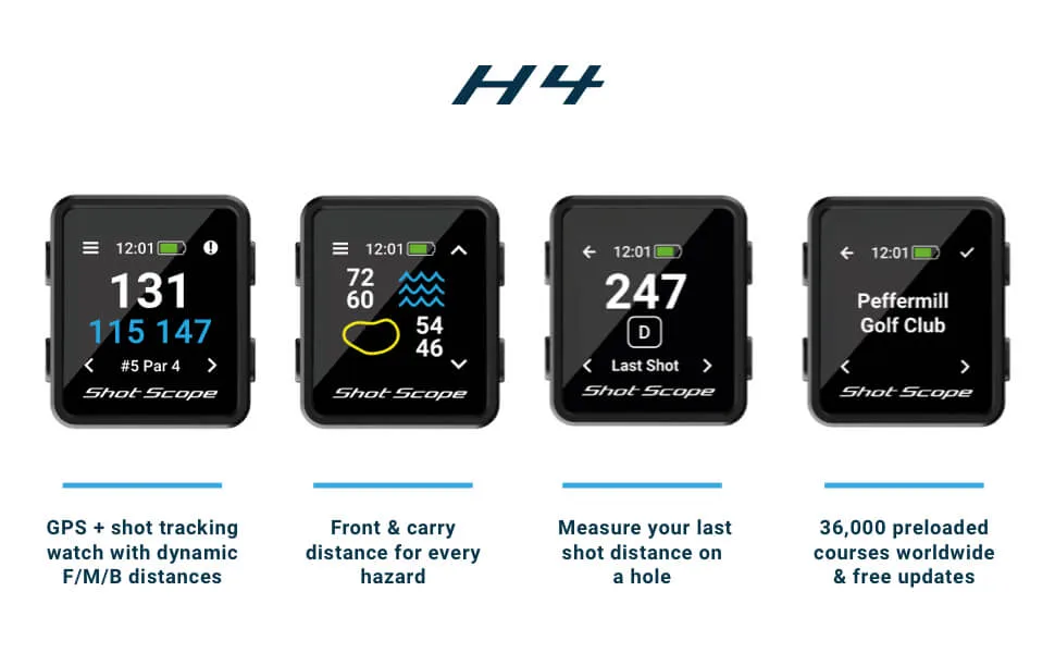 Shot Scope H4 GPS Handheld with Shot Tracking - F/M/B Green and Hazard Distances - 36,000+ pre-Loaded Courses - 100+ Statistics Including Strokes Gained - No subscriptions - product information 4