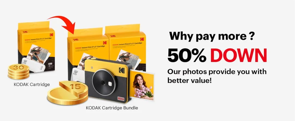 KODAK Mini Shot 3 Retro 4PASS 2-in-1 Instant Digital Camera and Photo Printer (3x3 inches) + 68 Sheets Cartridge Bundle, Yellow Printer + 68 Sheets Yellow - kodak mini shot 3 instant camera and photo printer polaroid cameras