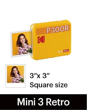 KODAK Mini Shot 3 Retro 4PASS 2-in-1 Instant Digital Camera and Photo Printer (3x3 inches) + 68 Sheets Cartridge Bundle, White Printer + 68 Sheets White - kodak mini 3 retro photo printer polaroid instant camera for iphone and android instax mini