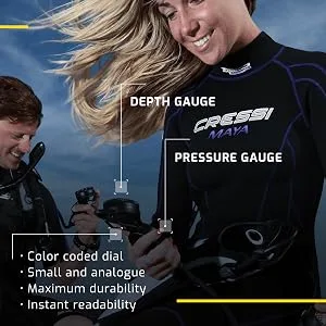 Cressi Console PD2 - Scuba Diving Pressure and Depth Gauge with Hose: Made in Italy Imperial - SCUBA DIVE CONSOLE