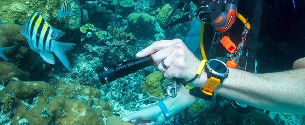 ORCATORCH D710 Scuba Diving Light, 3000 Lumen Super Bright Underwater Flashlight with 6 Degrees Narrow Beam, IP68 Waterproof Night Dive Torch 150 Meters Submersible Light - ORCATORCH D710 DIVE LIGHT
