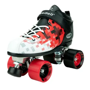 Riedell Skates - Dart Pixel - Quad Roller Speed Skate Black & Red 14 - skates rollerskates outdoor roller rollar patines adult toddler girls womens quad roll outside