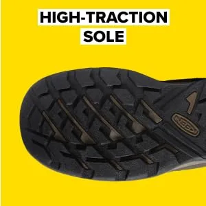 KEEN Men's Circadia Mid Height Comfortable Waterproof Hiking Boots 9.5 Bison/Brindle - high-traction sole
