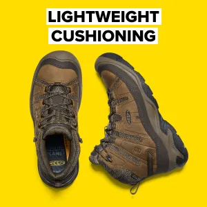 KEEN Men's Circadia Mid Height Comfortable Waterproof Hiking Boots 9.5 Bison/Brindle - lightweight cushioning