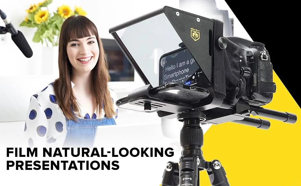 Glide Gear 3 in 1 TMP 75 Laptop Smartphone Prompt DSLR Video Zoom Teleprompter Laptop Mount Cell Phone Prompter - glide gear