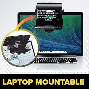 Glide Gear 3 in 1 TMP 75 Laptop Smartphone Prompt DSLR Video Zoom Teleprompter Laptop Mount Cell Phone Prompter - tmp75