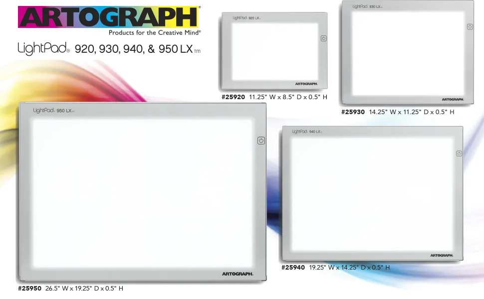 Artograph LightPad 930 LX - 12" x 9" Thin, Dimmable LED Light Box for Tracing, Drawing 9 x 12 Inches - product information 1