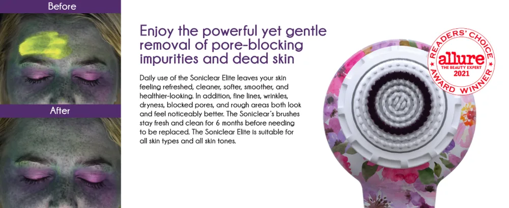 Michael Todd Beauty Soniclear Elite - Facial Cleansing Brush System - 6-Speed Powered Exfoliating Face & Body Brush - soniclear elite