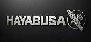 Hayabusa T3 Striking Shinguards Medium Black - Silver Hayabusa logo on Black Background