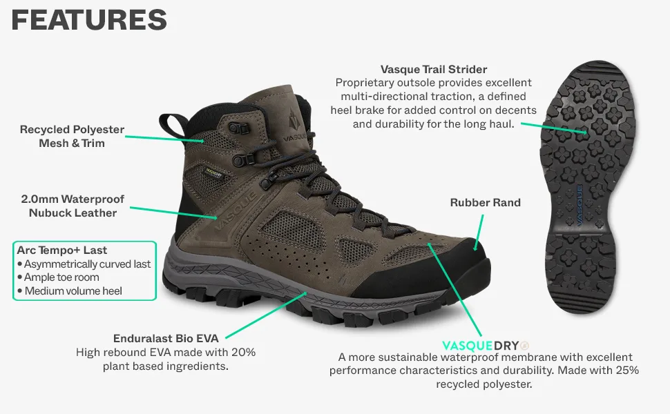 Vasque Mens Breeze Hiking Boots 11 Pavement - product information 4