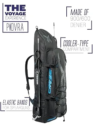 Cressi Freediving Waterproof Backpack - Main Compartment Fits Long Blade Fins - Cooler-Type Front Compartment - Piovra XL: Designed in Italy - Waterproof Backpack for Freediving and Spearfishing Gear, TRAVEL BAG, FINS BAG, CRESSI BAG