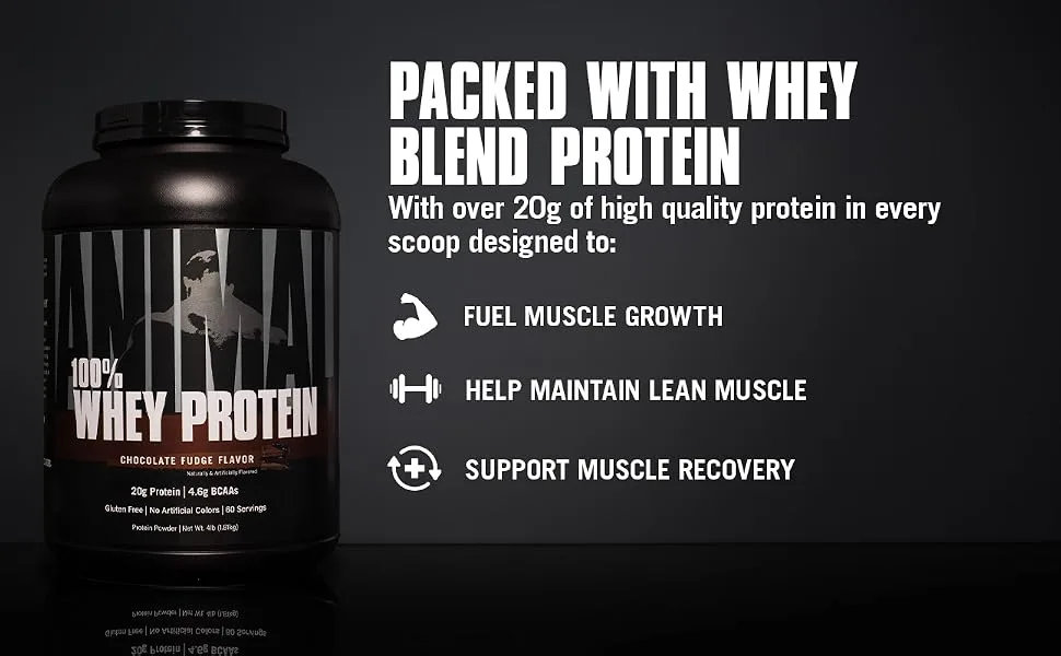 Animal 100% Whey Protein Powder Whey Blend for Pre- or Post-Workout & Pak - Convenient All-in-One Vitamin & Supplement Pack - product information 2