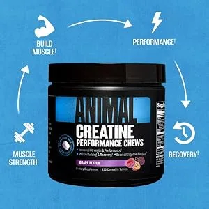 Animal Creatine Chews Tablets - Enhanced Creatine Monohydrate with AstraGin to Improve Absorption & Creatine Chews Tablets - Enhanced Creatine Monohydrate Grape + Tablets 120 Count (Pack of 1) - product information 4