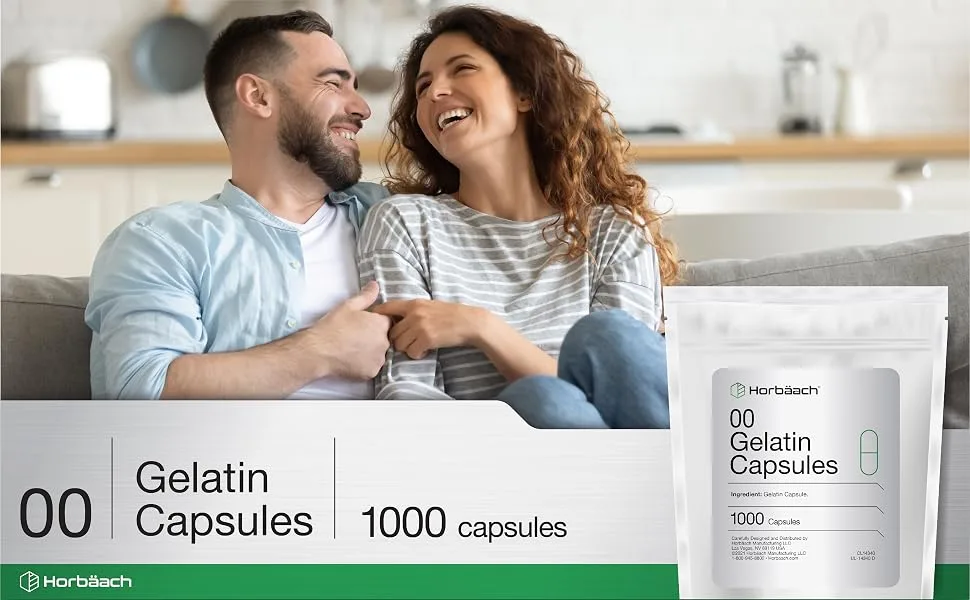 Empty Capsules Size 00 | 1000 Clear Gelatin Capsules | Resealable Bag | Non-GMO Gluten Free | By Horbaach - horaach empty cap