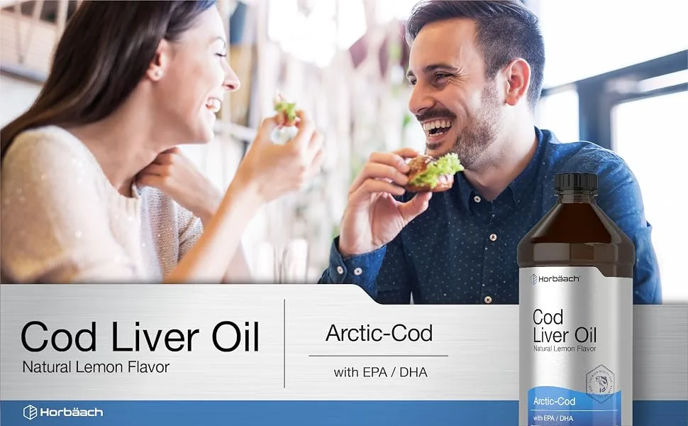 Horb ach Arctic Cod Liver Oil with EPA/DHA | 2 x 16 fl oz | Natural Lemon Flavor | Non-GMO & Gluten Free Liquid Supplement - COd Liver Oil