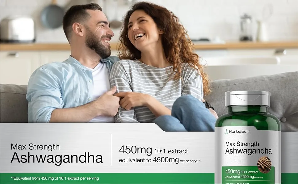 Horb ach Ashwagandha Supplement | Max Strength | 120 Capsules | Non-GMO Gluten Free - Horbaach ashwagandha