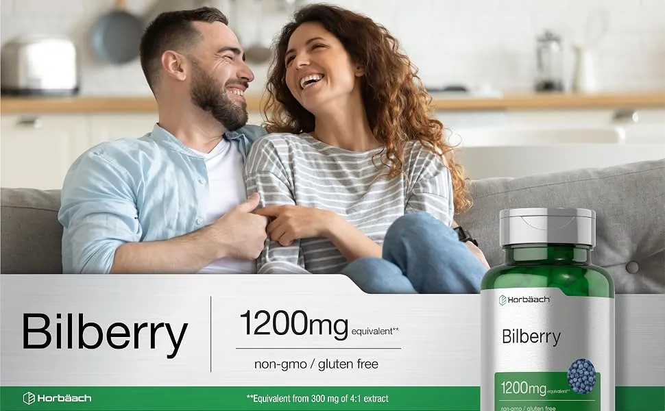 Horb ach Bilberry Fruit Extract 1200mg | 100 Capsules | Vegetarian Non-GMO Gluten Free Supplement - bilberry