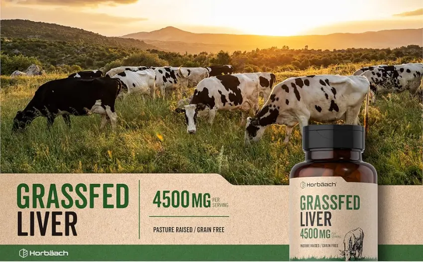 Horb ach Grass Fed Beef Liver | 4500mg | 90 Capsules | Desiccated Pasture Raised Grain Free Non-GMO Supplement - grassfed liver