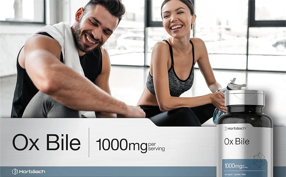Horb ach Ox Bile Supplement | 1000mg | 100 Capsules | Digestive Enzymes Supplement | Non-GMO & Gluten Free - horbaach
