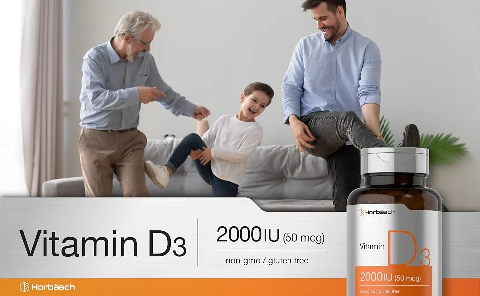 Horbaach Vitamin D3 2000IU Softgels | 150 Count | 50mcg Cholecalciferol | Non-GMO & Gluten Free Supplement - CL21292