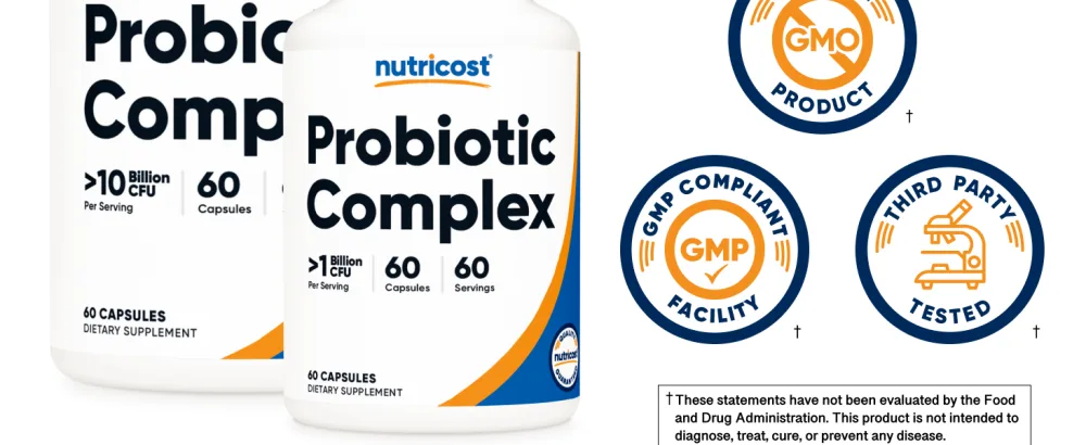 Nutricost Probiotic Complex (10 Billion CFU) 60 Capsules - Acidophilus Plus 9 Other Probiotics Non-GMO Gluten Free Supplement - Dihydromyricetin