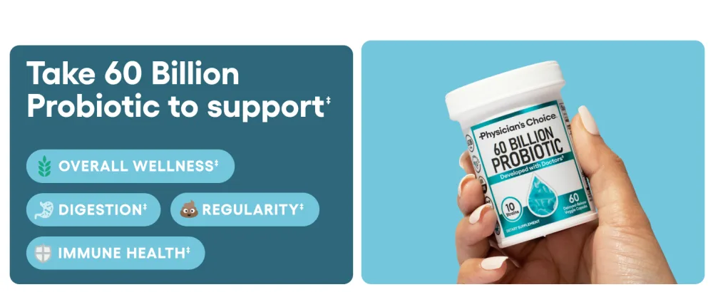 Physician's CHOICE - Optimal Gut Health Bundle: 60 Billion Probiotics + Digestive Enzymes for Digestive Comfort and Immune Support - take 60 billion probiotic to support