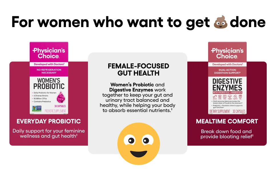 Physician's CHOICE - Women's Digestive Harmony Bundle: Probiotics for Women + Digestive Enzymes - for women who want to get it done