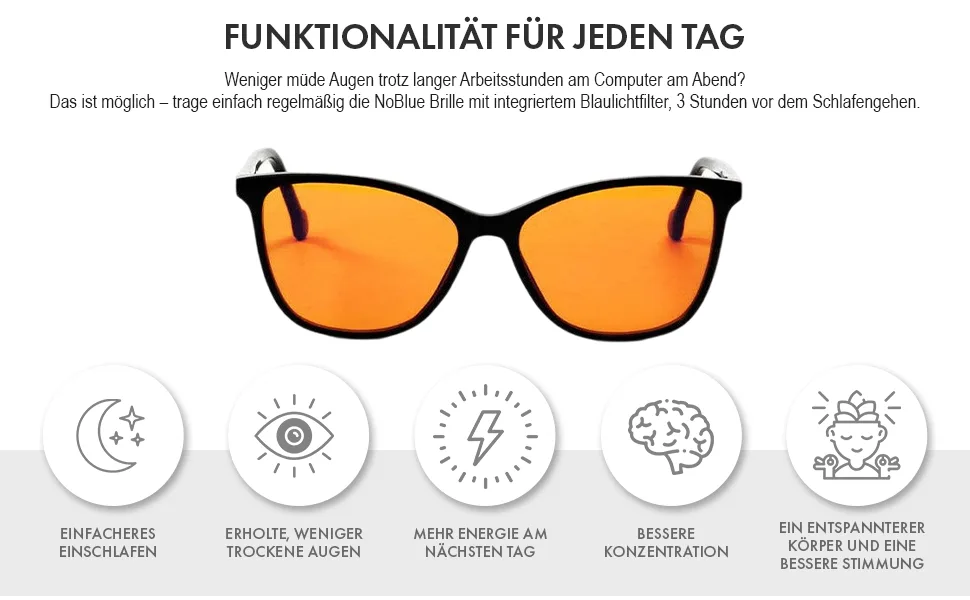 NOBLUE - Blue Light Filter Glasses Men & Women - Blue Light Glasses for Evening - Orange - classic - Noblue