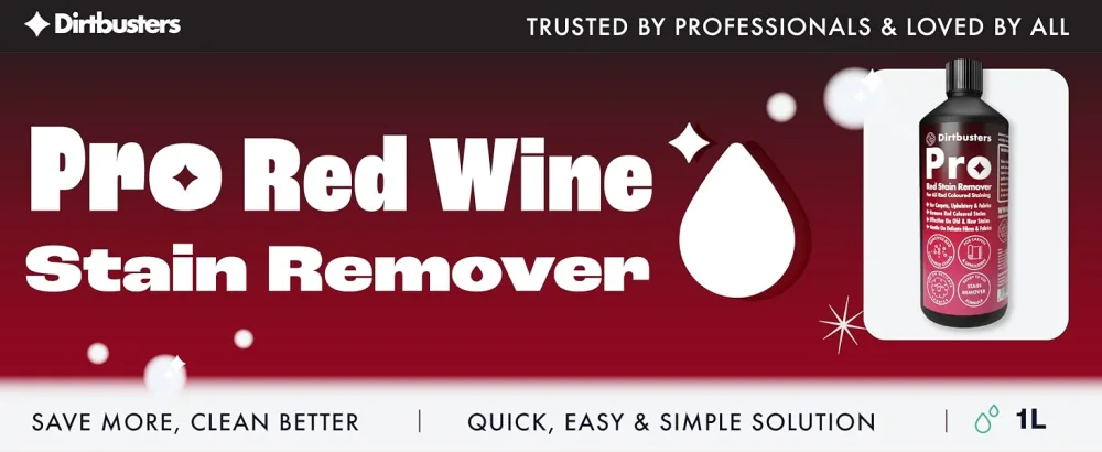 Dirtbusters Pro Red Wine Stain Remover - Professional Carpet and Upholstery Cleaner for Clothing & Fabrics Powerful Solution To Remove Stubborn Wine Stains - 1L - aplus content image