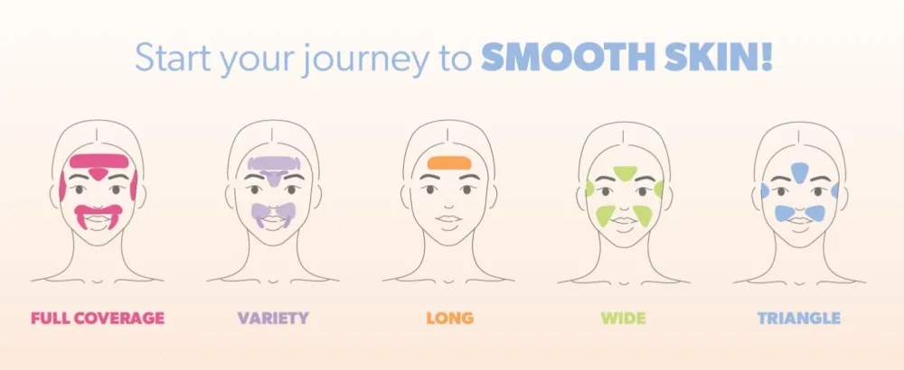 Smoothies Full Coverage Wrinkle Patches for Face Overnight - Facial Patches for Forehead Elevens Crows Feet and more - Full Coverage - 192 Facial Adhesives per Box - Smoothies Variations