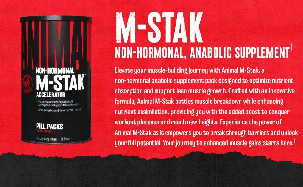 Animal M-Stak - Non-Hormonal Hard Gainers Muscle Building Stack with Energy Complex - 21 Count - m-stak banner