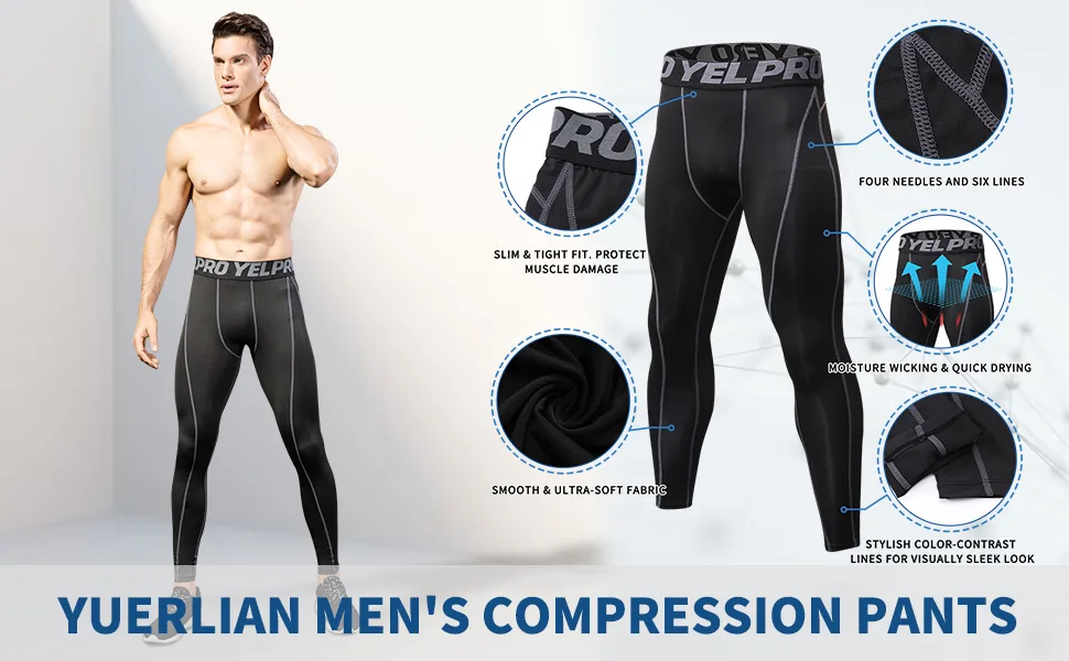 Yuerlian Men's Compression Pants Cool Dry Baselayer Tights Leggings Large 1-camouflage Green - Workout Leggings