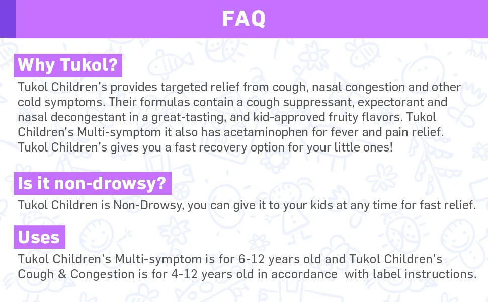 TUKOL Children's Cough & Cold, 4 Fl Oz,GEN00539 Children Cough and Cold, 4 oz - product information 3