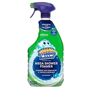 Scrubbing Bubbles Mega Shower Foamer Disinfecting Spray, Multi-Surface Bathroom and Tile Cleaner Grime Fighter, Removes 100% Soap Scum, Rainshower Scent, 32 oz - product information 1