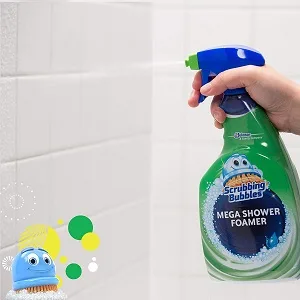 Scrubbing Bubbles Mega Shower Foamer Disinfecting Spray, Multi-Surface Bathroom and Tile Cleaner Grime Fighter, Removes 100% Soap Scum, Rainshower Scent, 32 oz - product information 2