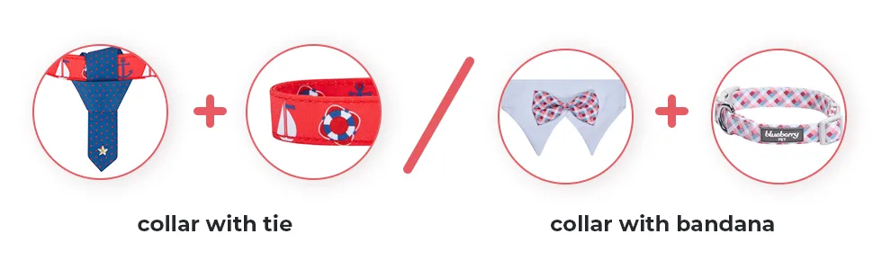 Blueberry Pet Bandana Dog Collars Medium Sailboat Bandana + Collar - DETAILS PT1