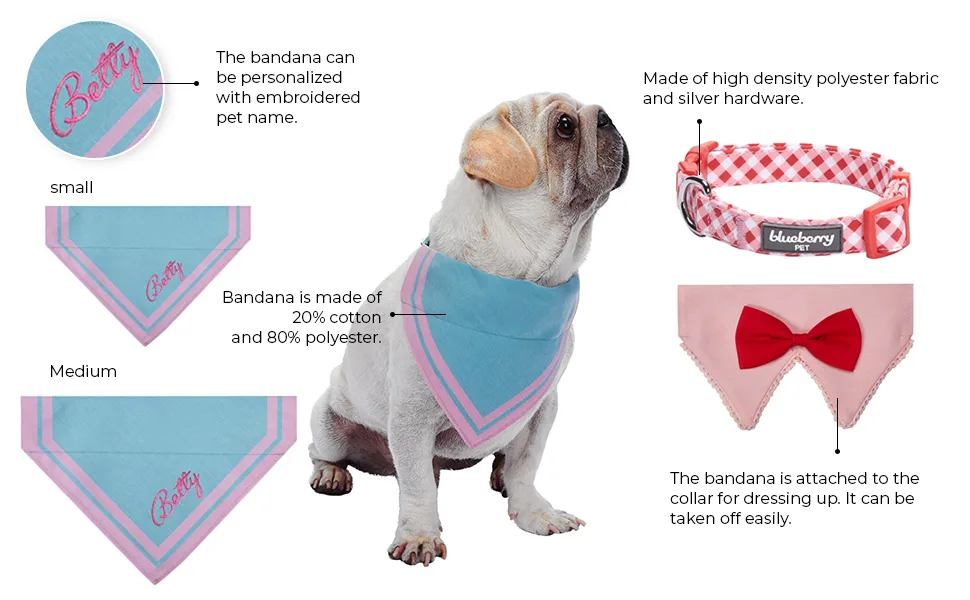 Blueberry Pet Bandana Dog Collars Medium Sailboat Bandana + Collar - DETAILS PT2