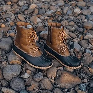 DKSUKO Women's Winter Duck Boots with Waterproof Zipper Rain Boots for Women 7 Black C - rain boots