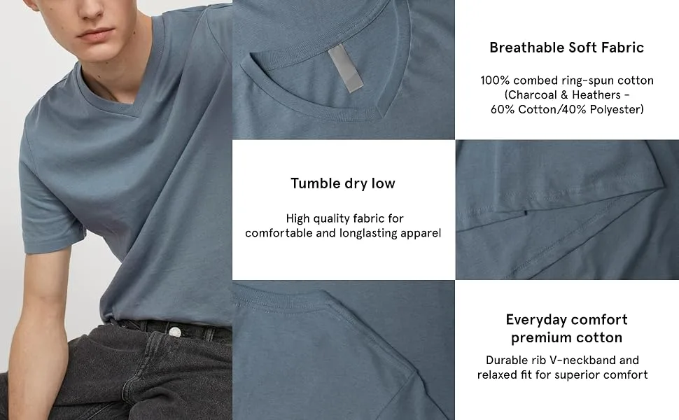 Hat and Beyond Mens Active V Neck T-Shirts Gym Workout Dance Slim Fit Shirts Medium 1hc04_heather Maroon - 03.detail