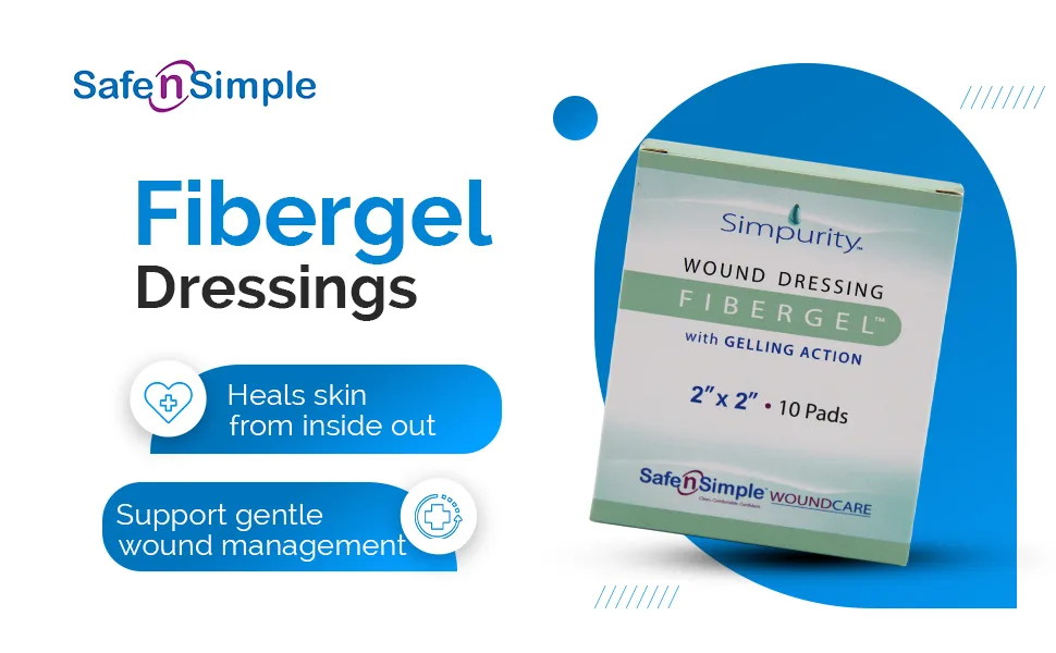 Simpurity Fibergel Wound Dressing with Gelling Action, 4" X 5", Box of 10 - fibergel