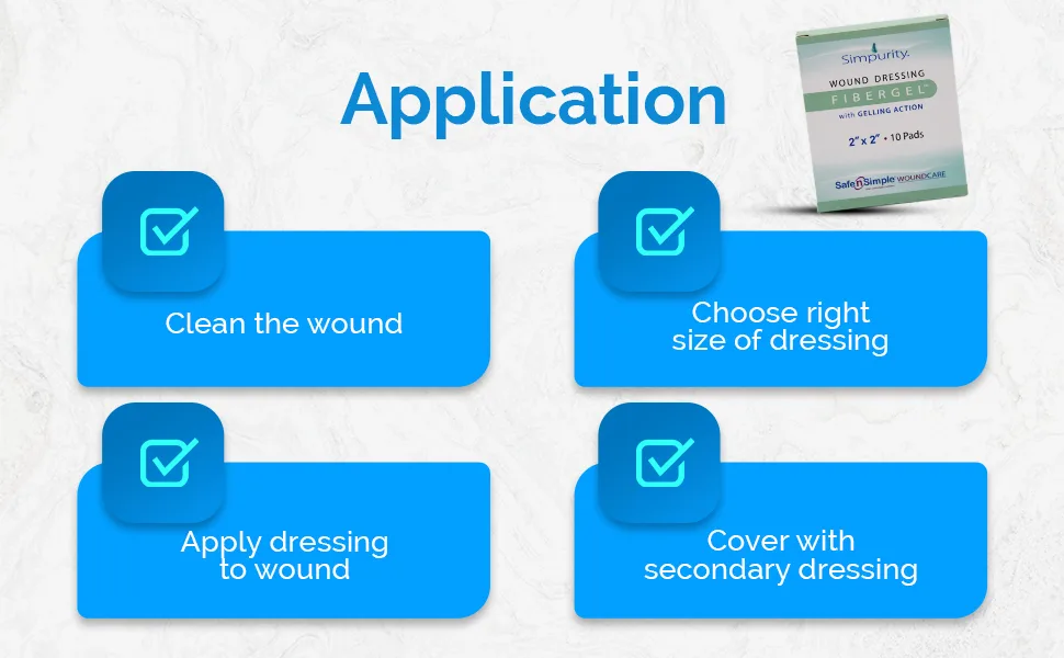 Simpurity Fibergel Wound Dressing with Gelling Action, 4" X 5", Box of 10 - fibergel
