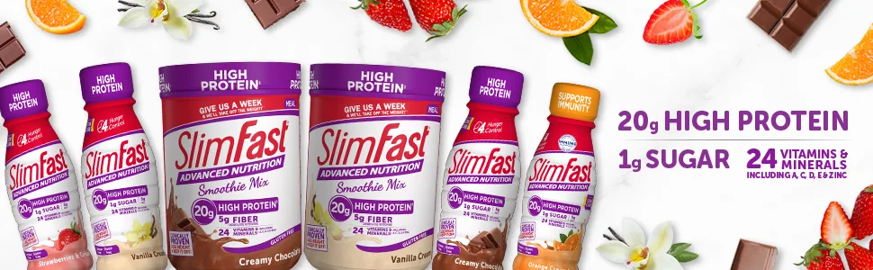 SF RTD ADV Straw & Crm 3/4PK Strawberries & Cream - slimfast