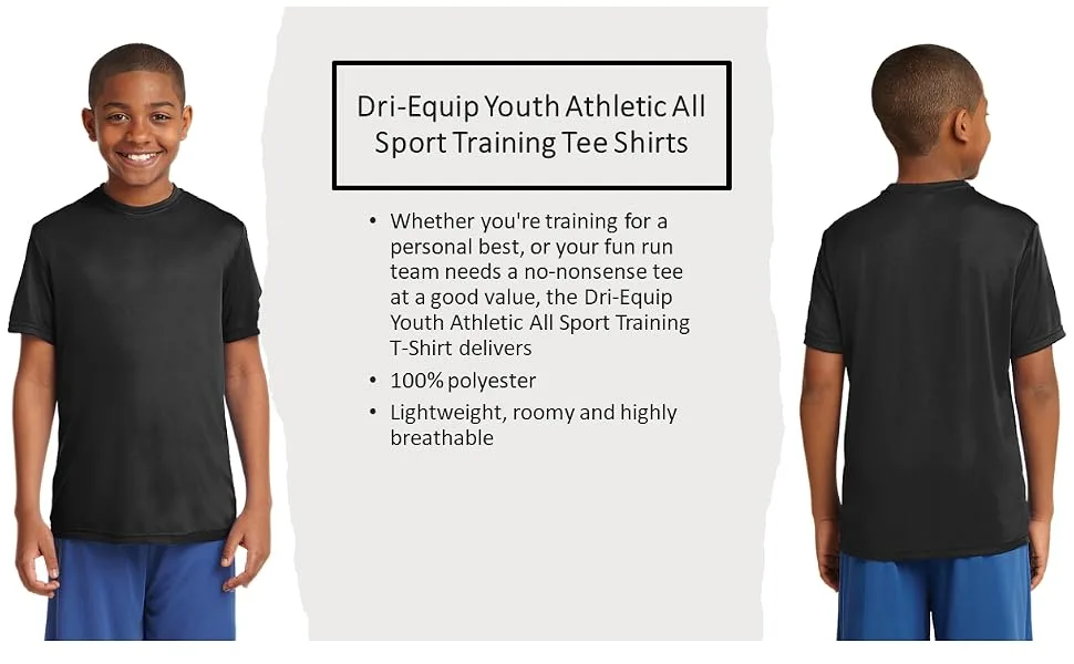 Dri-Equip Youth Athletic All Sport Training Tee Shirts in 25 Colors X-Large Gold - YST350