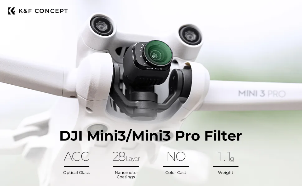 K&F Concept Mini 3 Pro Variable ND2-32 (1-5 Stop) ND Filter Compatible with DJI Mini 3 Pro, 28 Multi-Coated Mini 3 Pro Accessories - KF01.2051