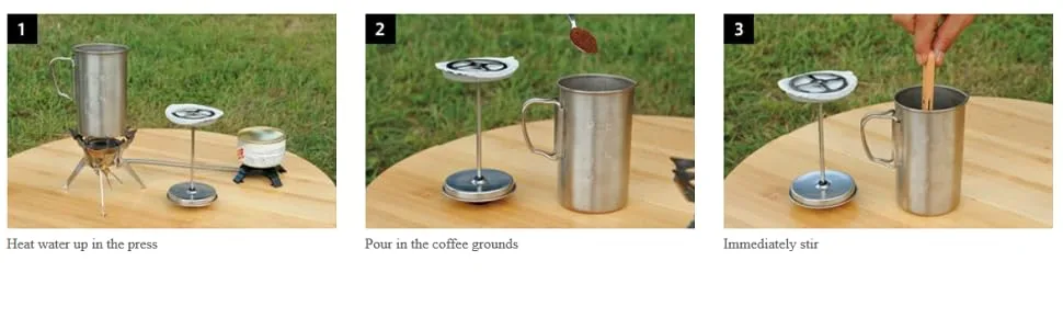 Snow Peak Titanium French Press - Small, Lightweight, Durable Coffee Maker - Titanium - 24 fl oz - product information 3