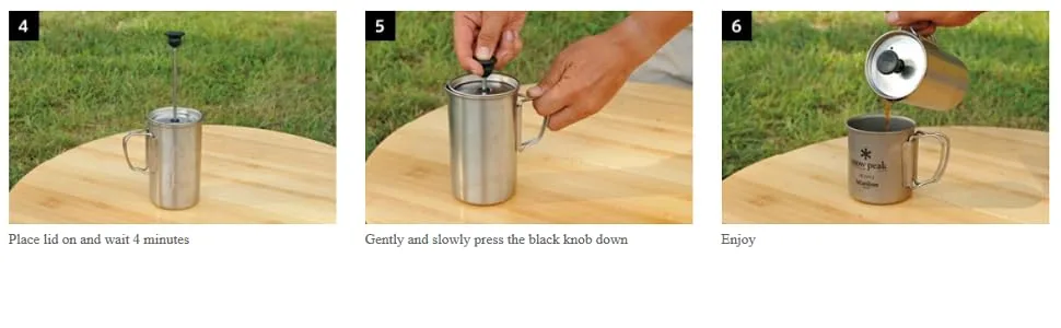 Snow Peak Titanium French Press - Small, Lightweight, Durable Coffee Maker - Titanium - 24 fl oz - product information 4